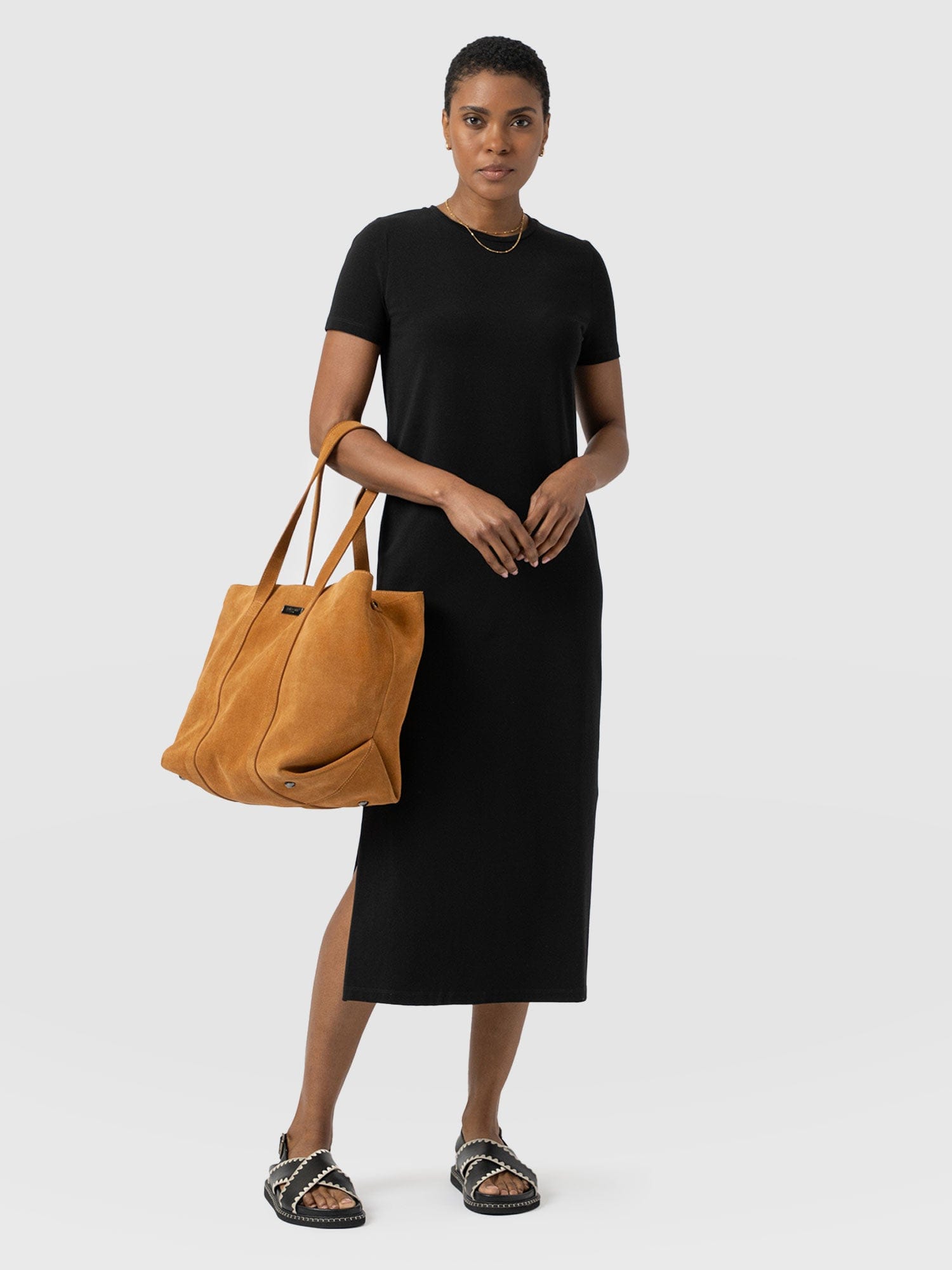 Easy T-Shirt Midi Dress - Black - Women's Dresss | Saint + Sofia® USA